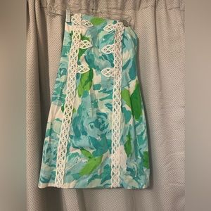 Lily Pulitzer Blue and Green Strapless mini dress